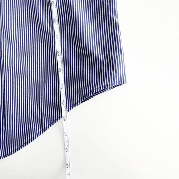 Calvin Klein Men's Slim Fit Non Iron Shirt Long Sleeve Pinstripes Blue Size 17 - Picture 6 of 8